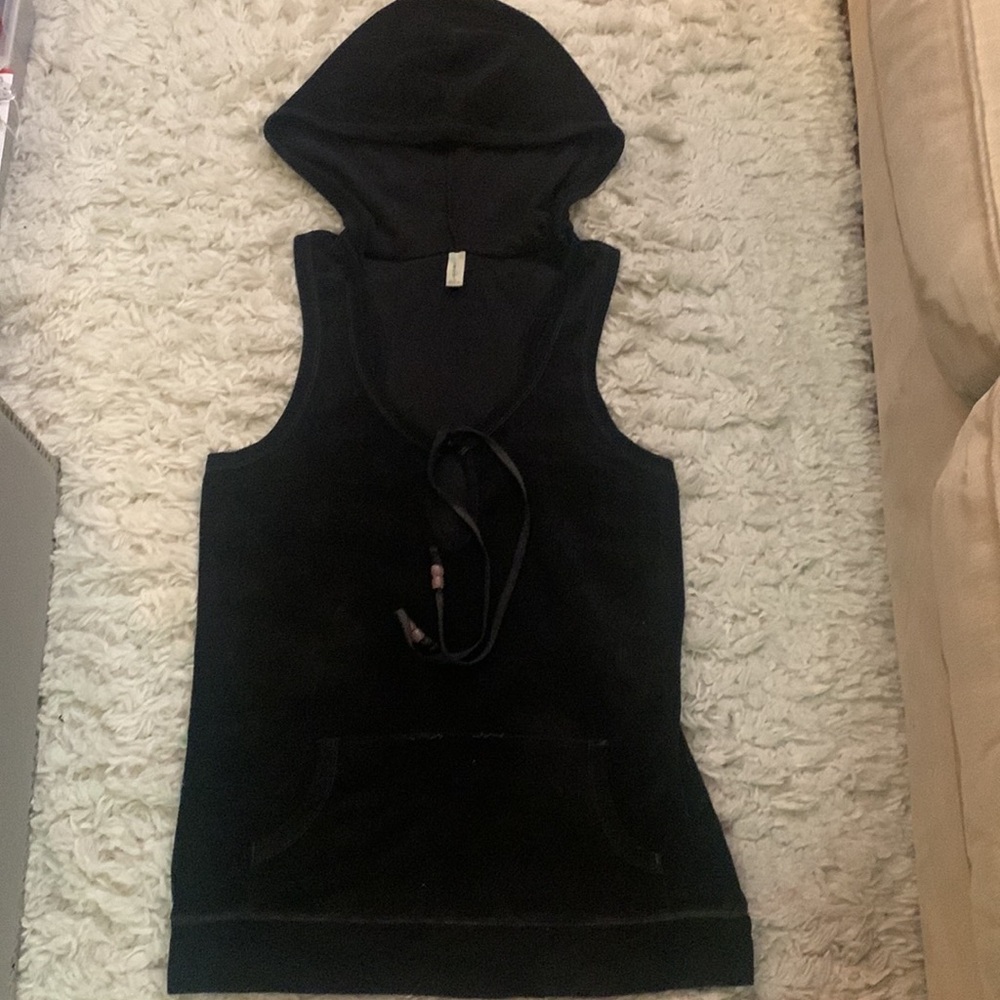 Y2K Black Hooded Terry Cloth Dress
